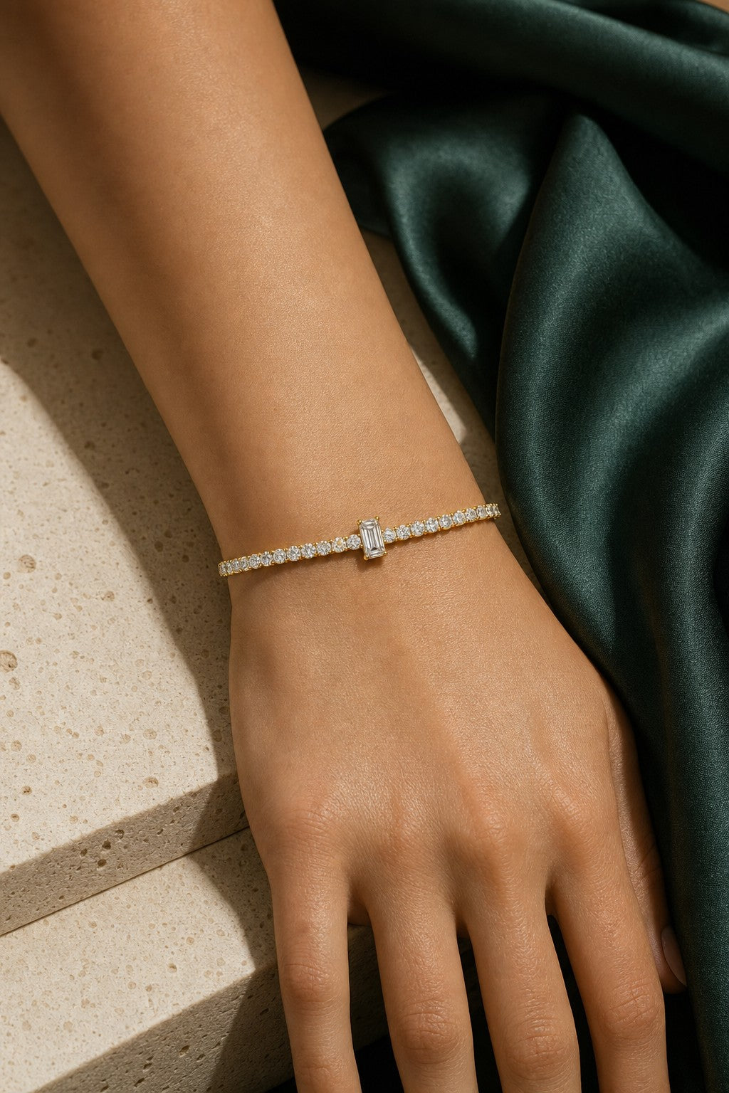 Aveline emerald-cut diamond tennis bracelet — Atelier Collection