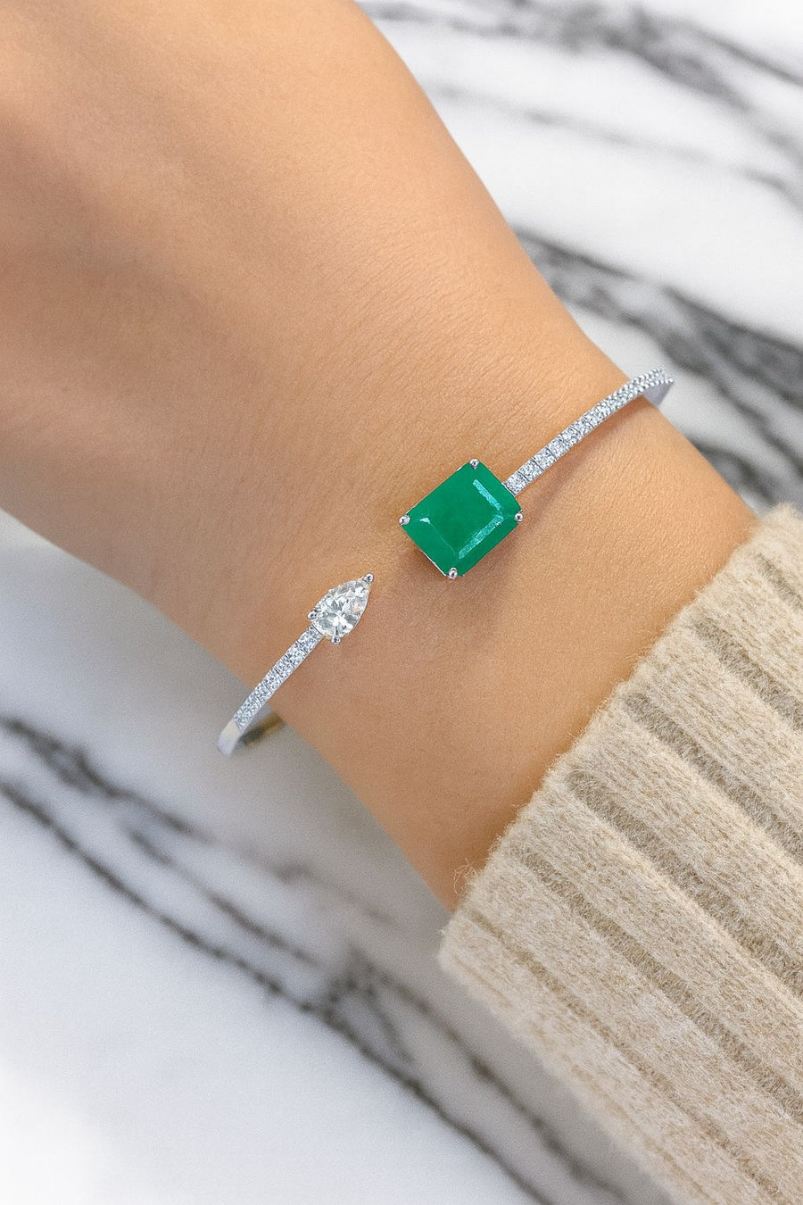 Adrienne —Natural Emerald & Diamonds Bangle