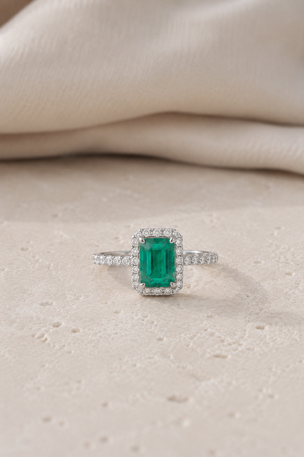 The Emerald Halo Ring