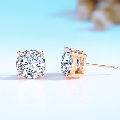 14K Solid Gold 2 cttw Lab Diamond Studs