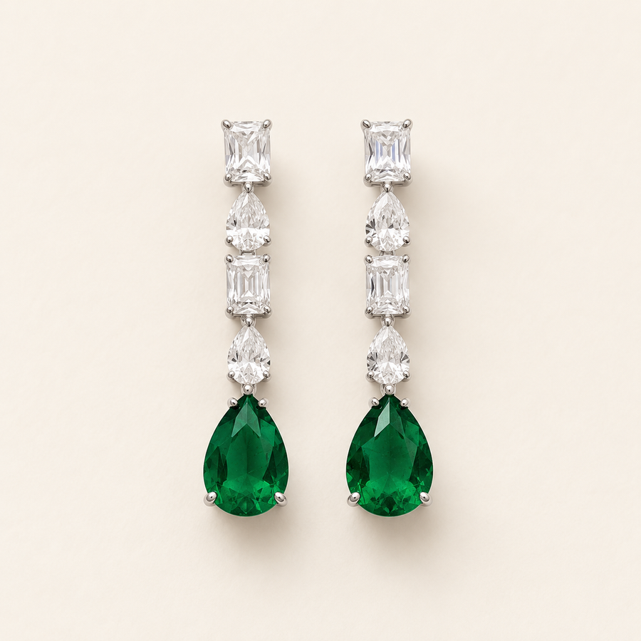 Élise Emerald Linear Earrings