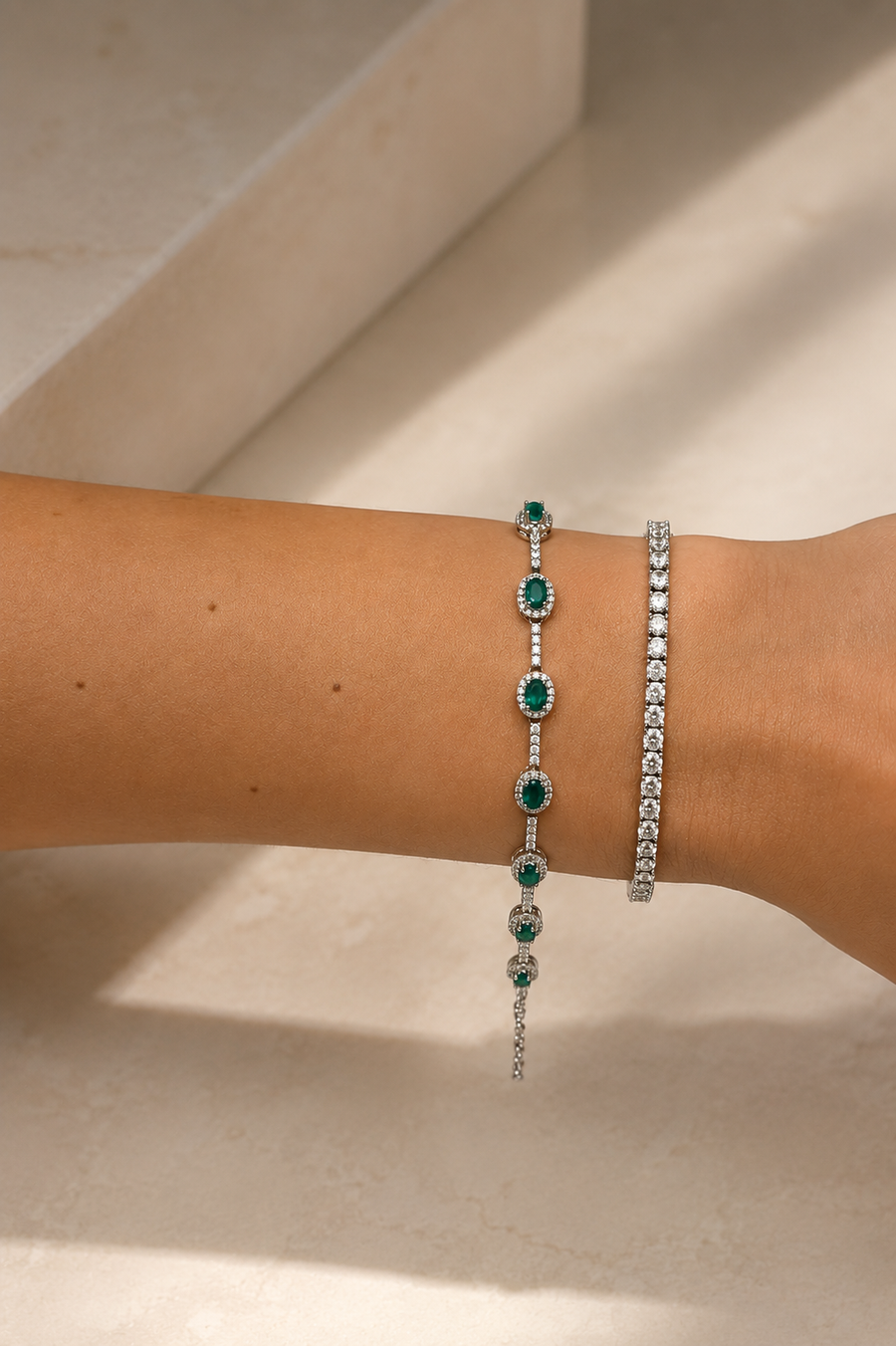 The Emerald Halo Tennis Bracelet