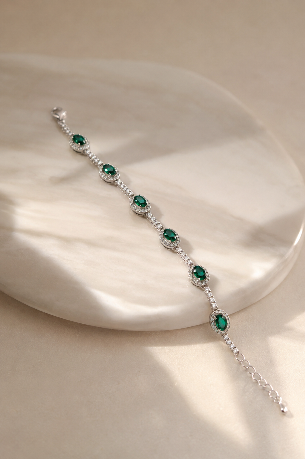 The Emerald Halo Tennis Bracelet