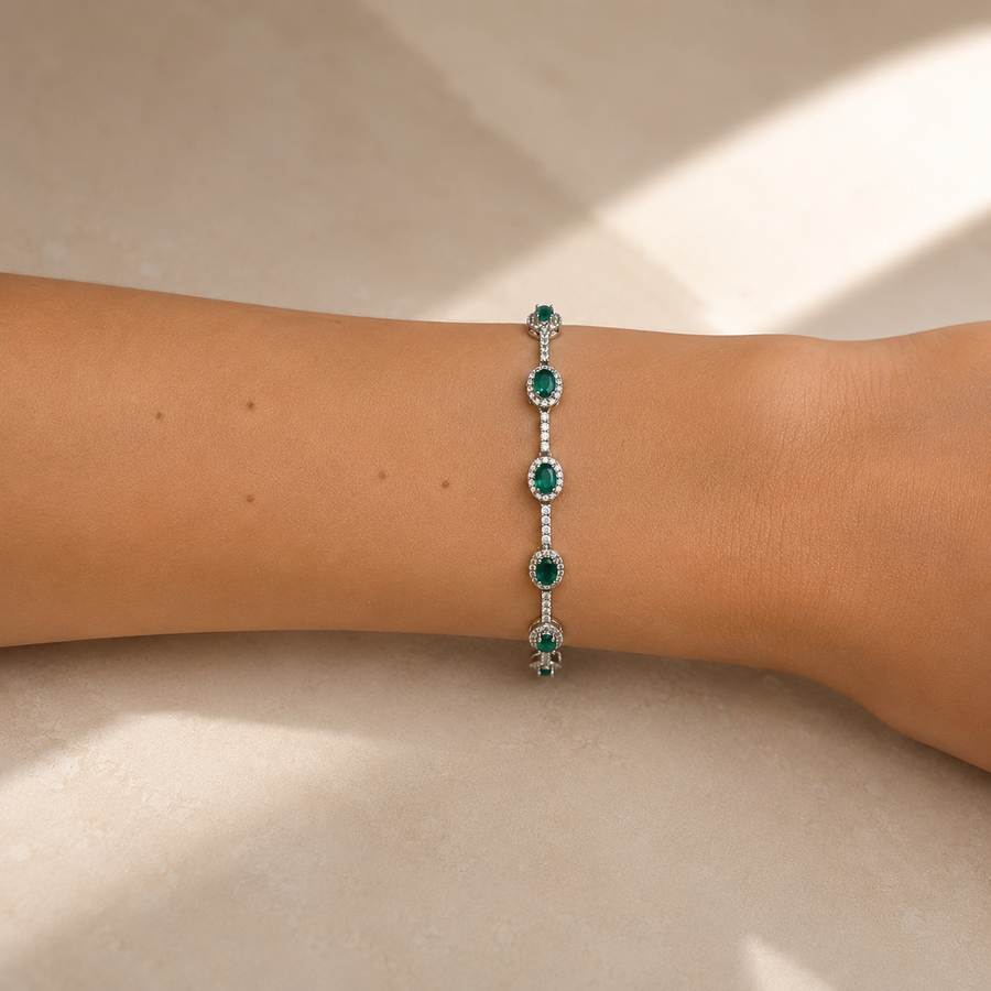 The Emerald Halo Tennis Bracelet
