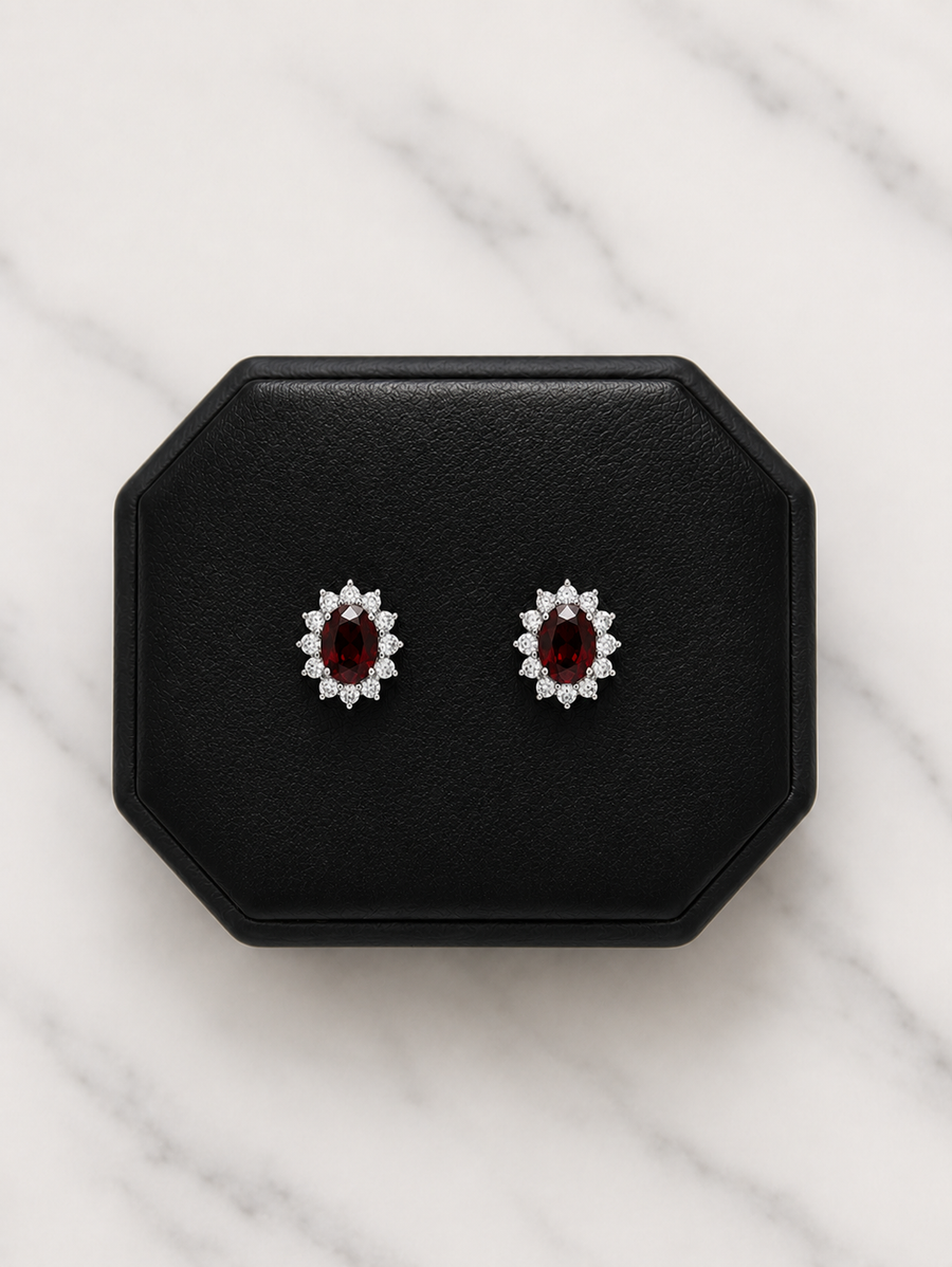 Lady D Garnet Studs