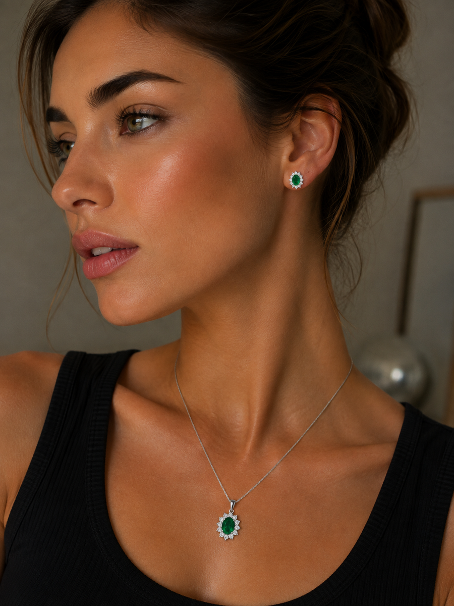 Lady D Emerald Studs |
