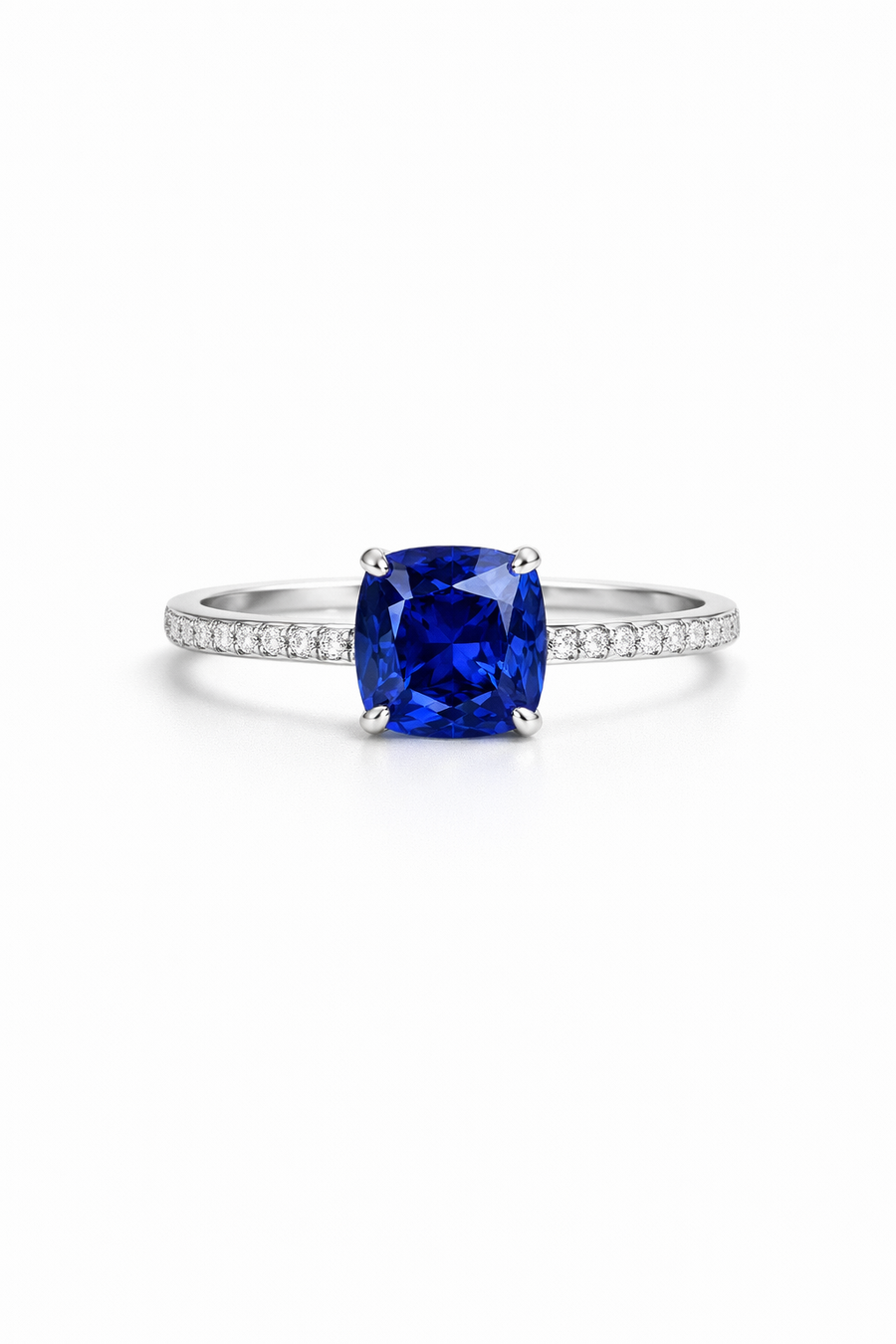 cushion-cut sapphire ring