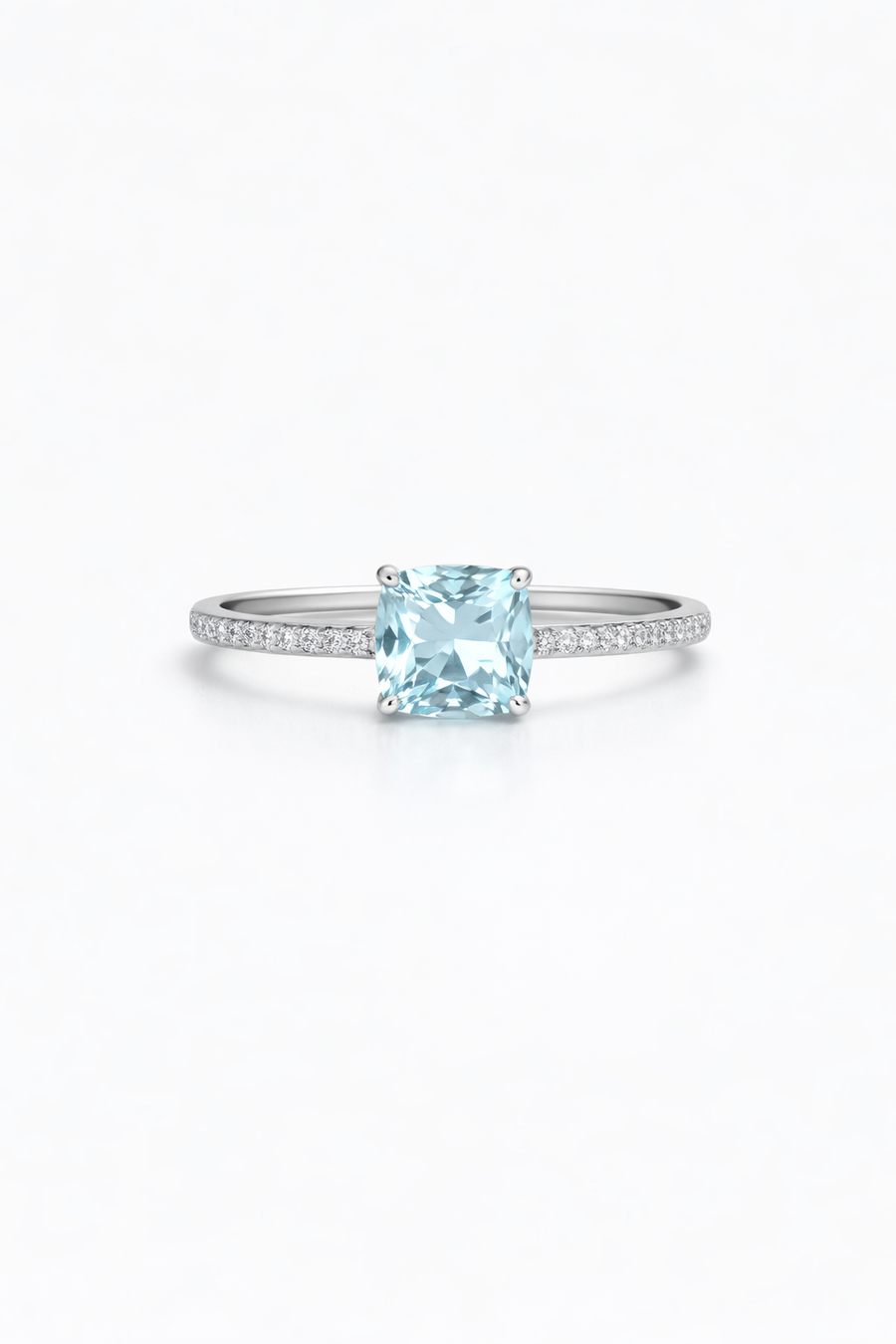 "Ivanna" Natural Aquamarine Cushion Ring