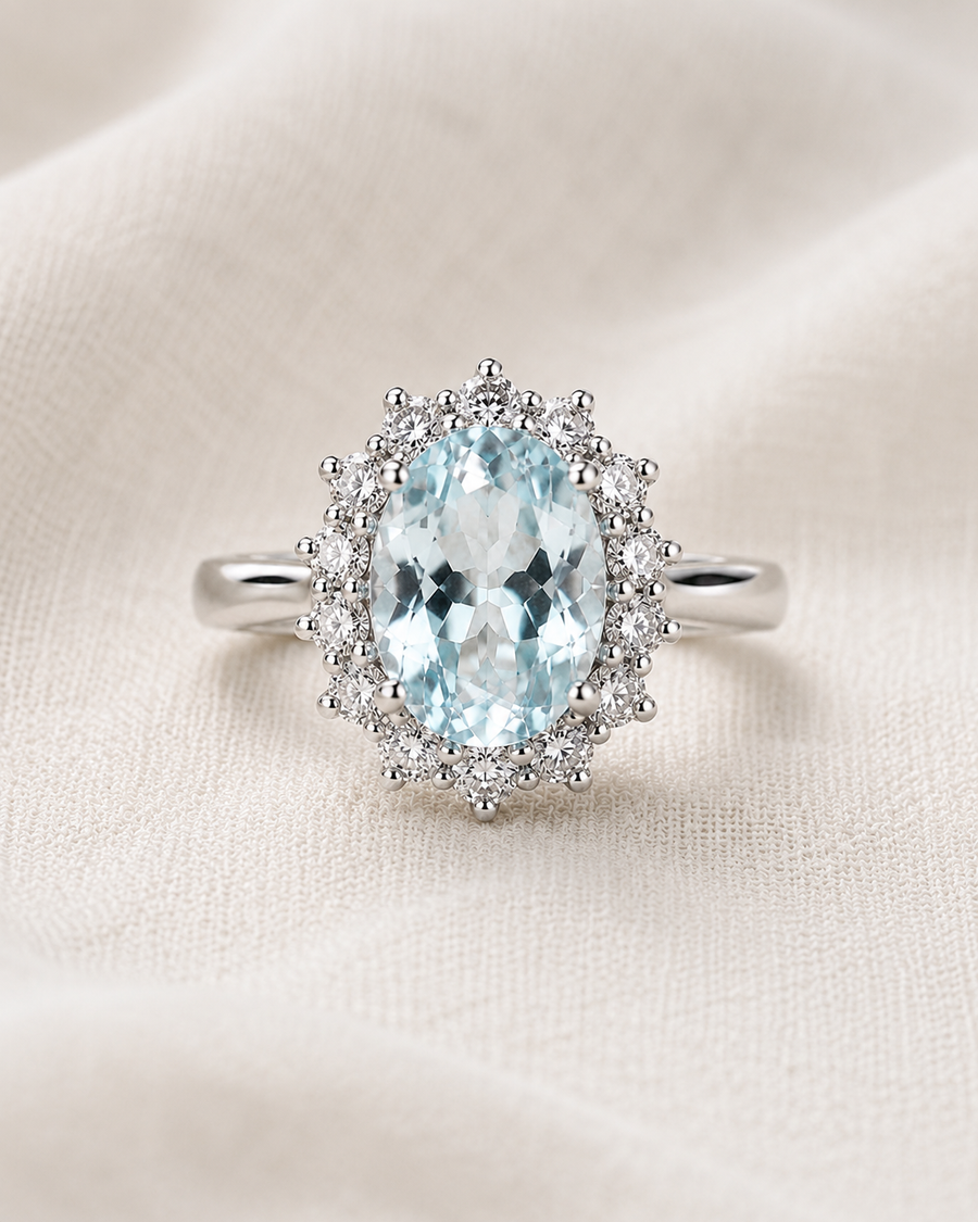 Lady Di Aquamarine Ring — Original 3 CT | Bulletproof Setting™