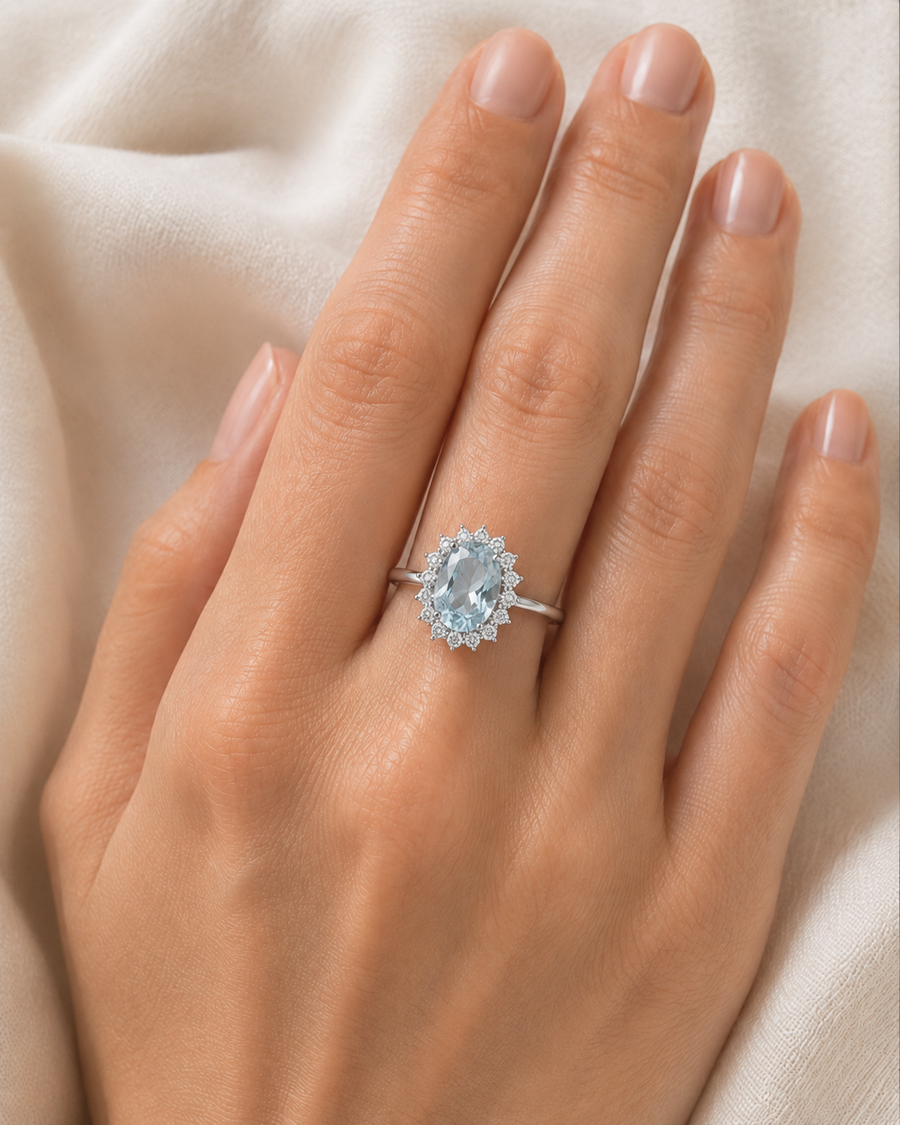 Lady Di Aquamarine Ring — Original 3 CT | Bulletproof Setting™