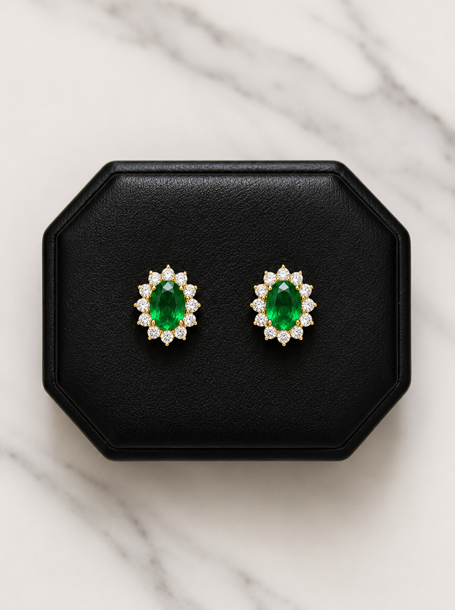 Lady Di Emerald Studs