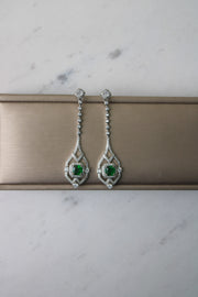 "Kassandra" Emerald Long Drop Earrings