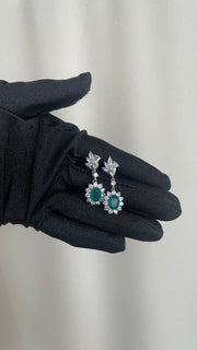 Vivid Emerald + Lab Diamonds Drop Earrings