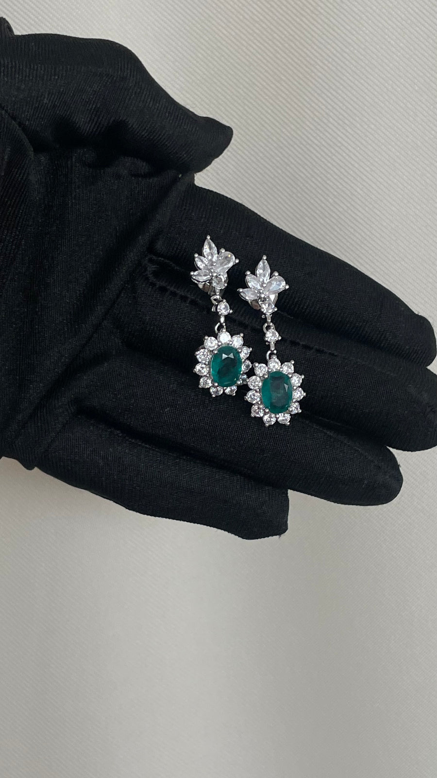 Vivid Emerald + Lab Diamonds Drop Earrings