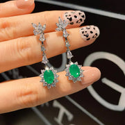 Vivid Emerald + Lab Diamonds Drop Earrings