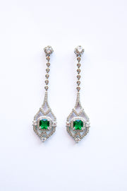 "Kassandra" Emerald Long Drop Earrings