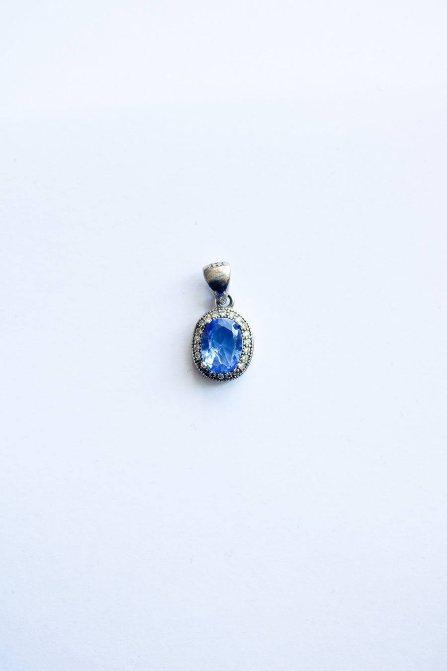 Azure Blue Topaz Halo Pendant