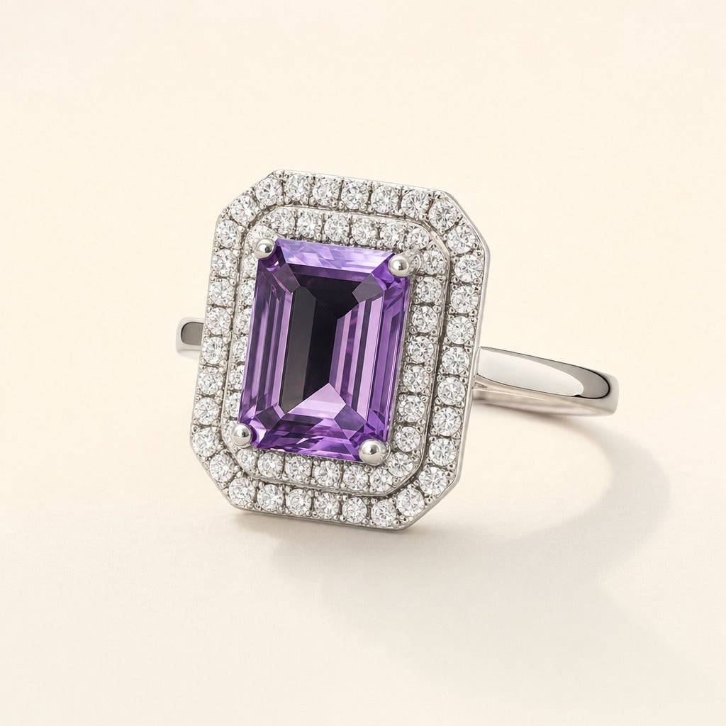 Amethyst and Diamond Platinum Ring — Maison ÉLAN
