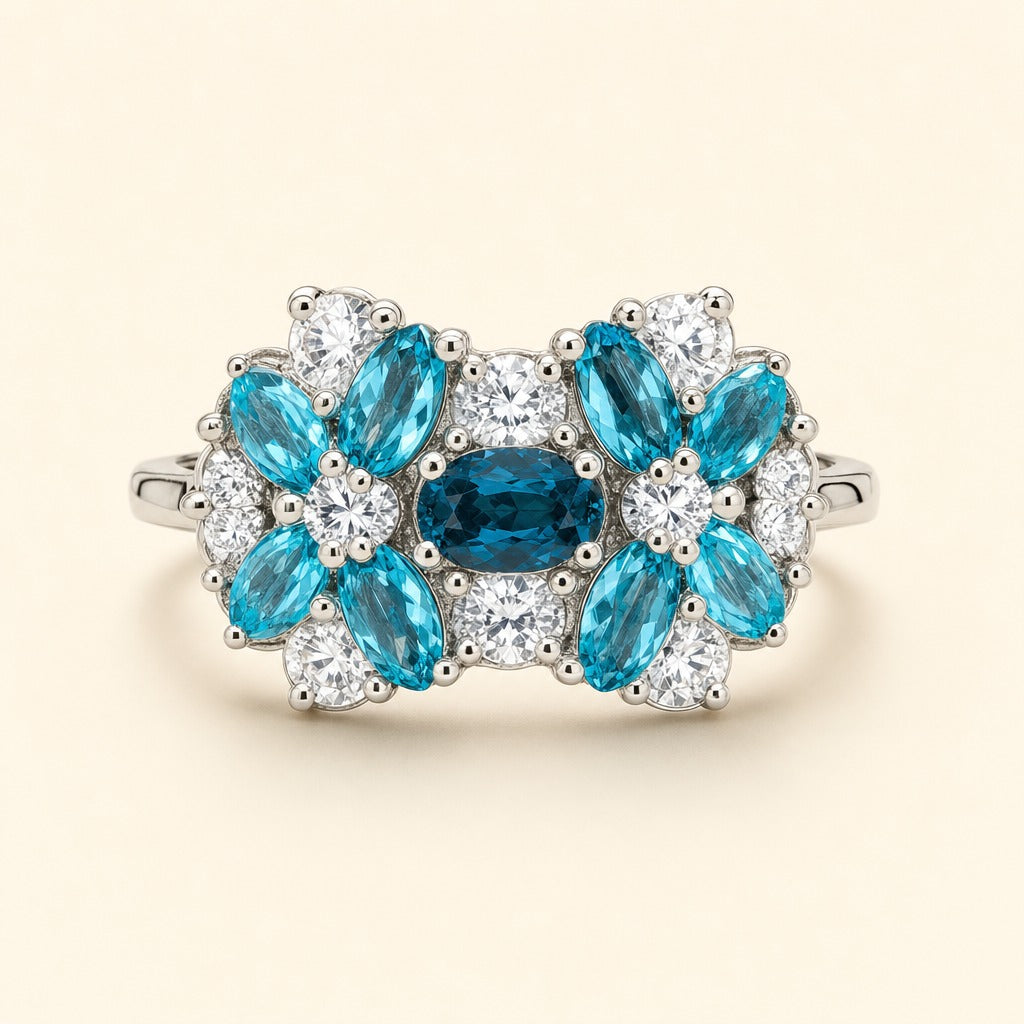 Aquamarine Floral Cluster Ring — Maison ÉLAN