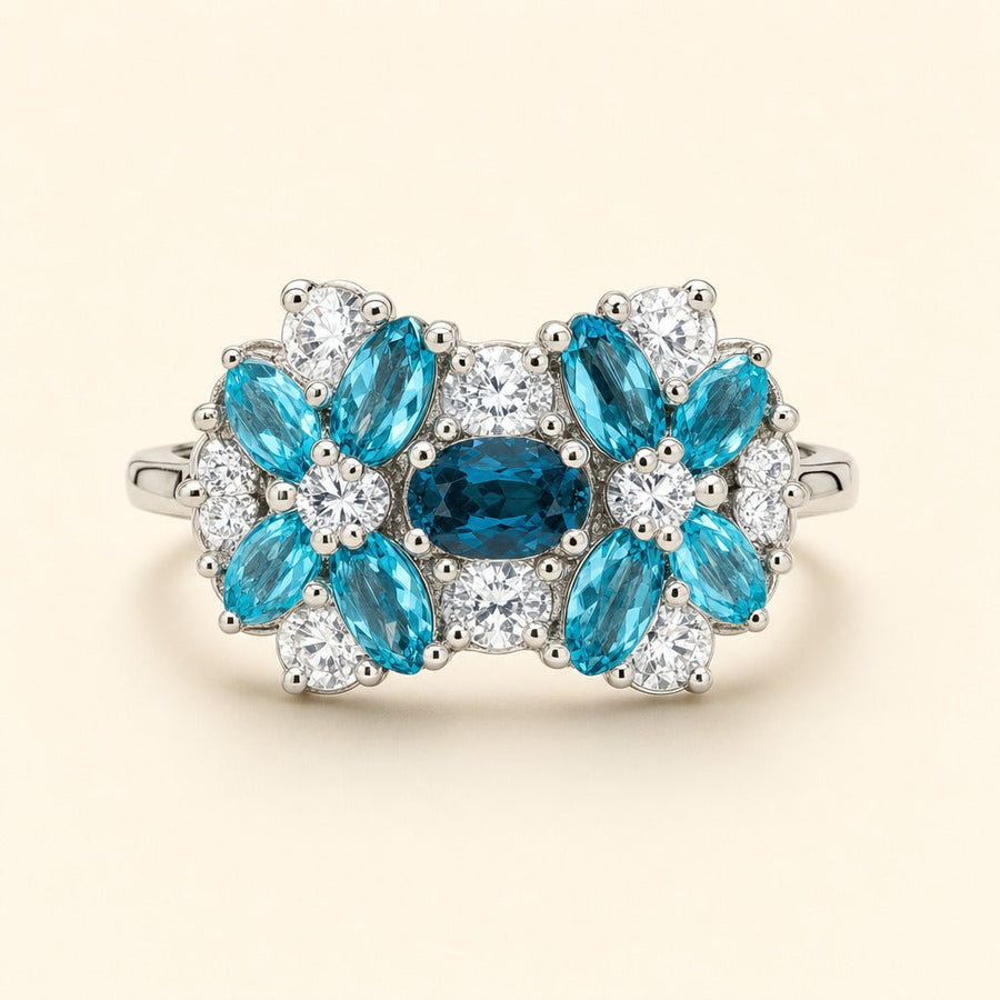 Aquamarine Floral Cluster Ring — Maison ÉLAN