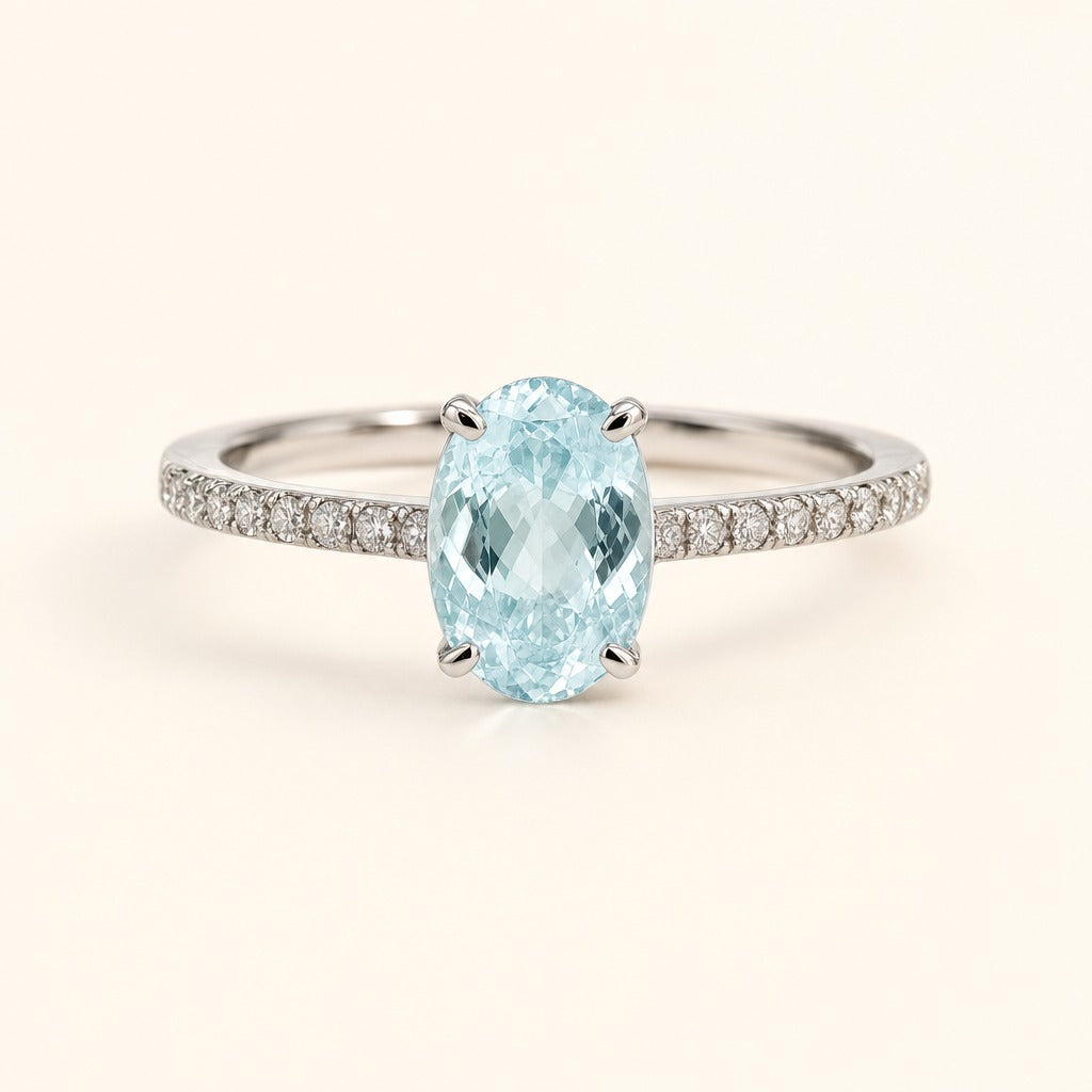 Frosted Aquamarine Oval Ring — Maison ÉLAN
