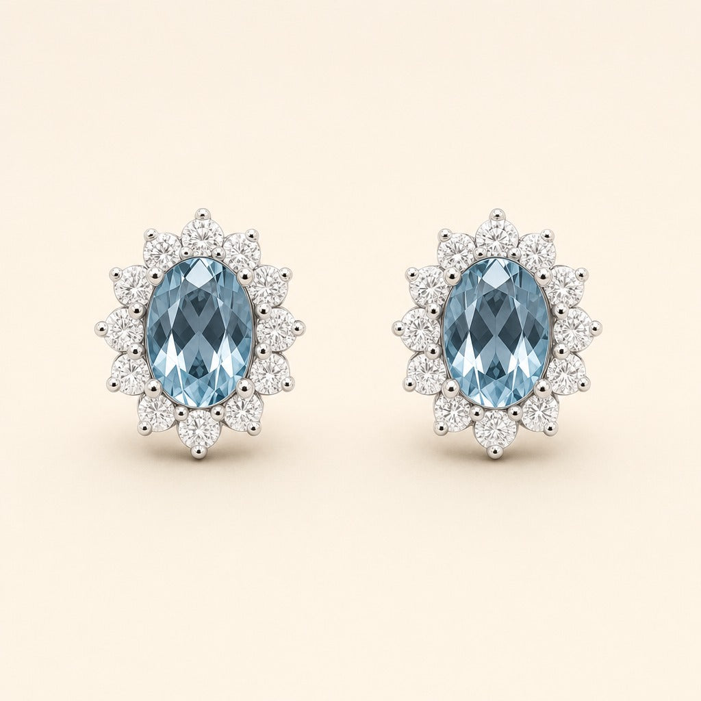 Lady Di Aquamarine Studs — Maison ÉLAN