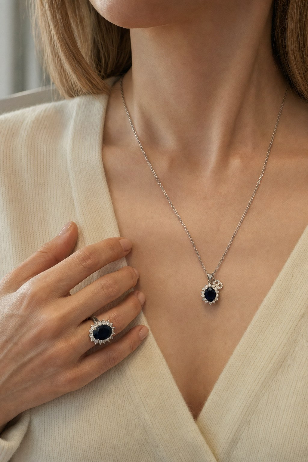 Lady Di sapphire ring and pendant