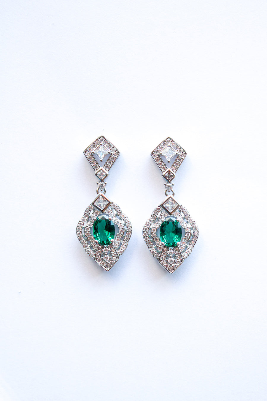 Emerald Statement Art Deco Earrings