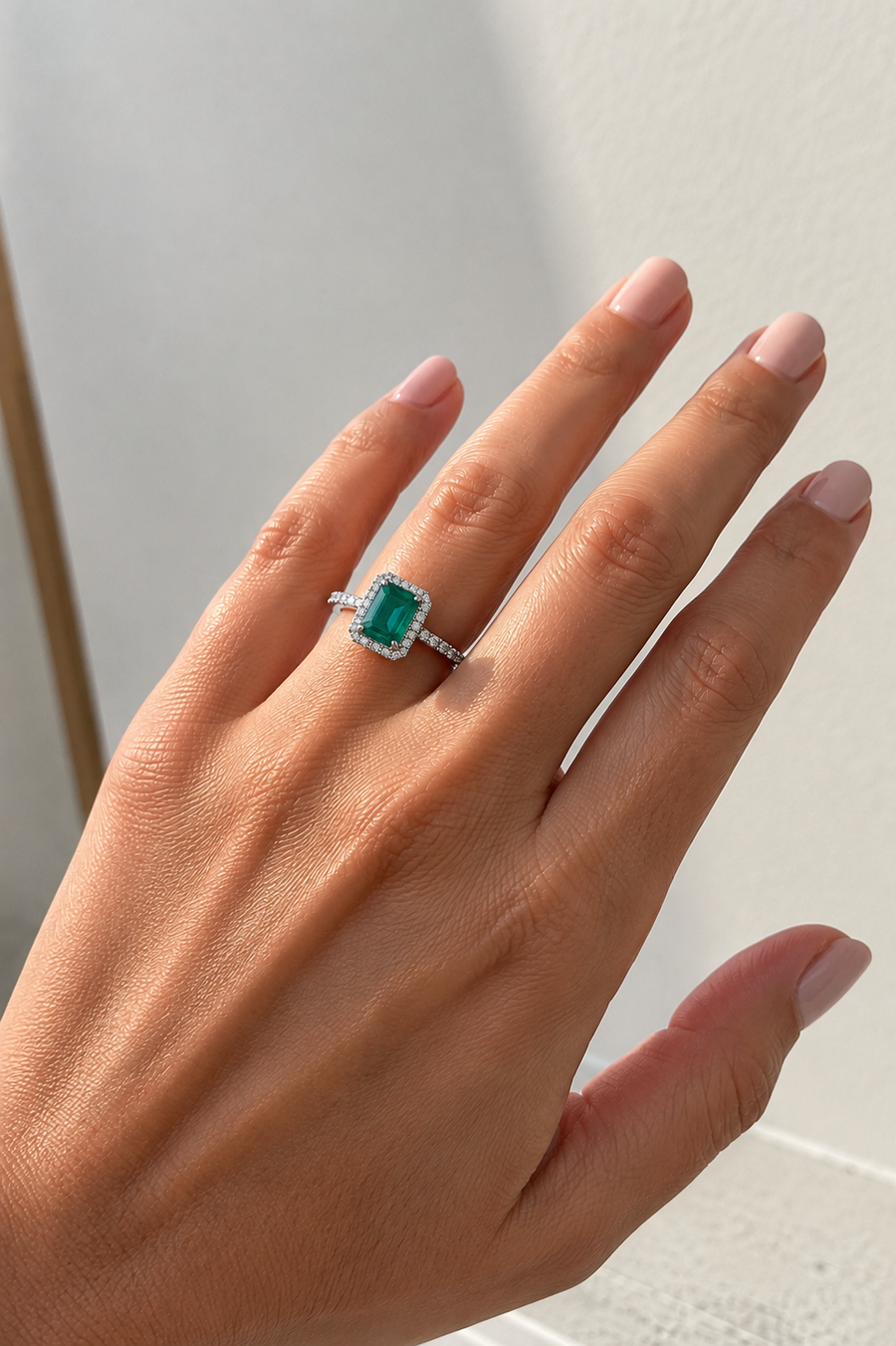 The Emerald Halo Ring