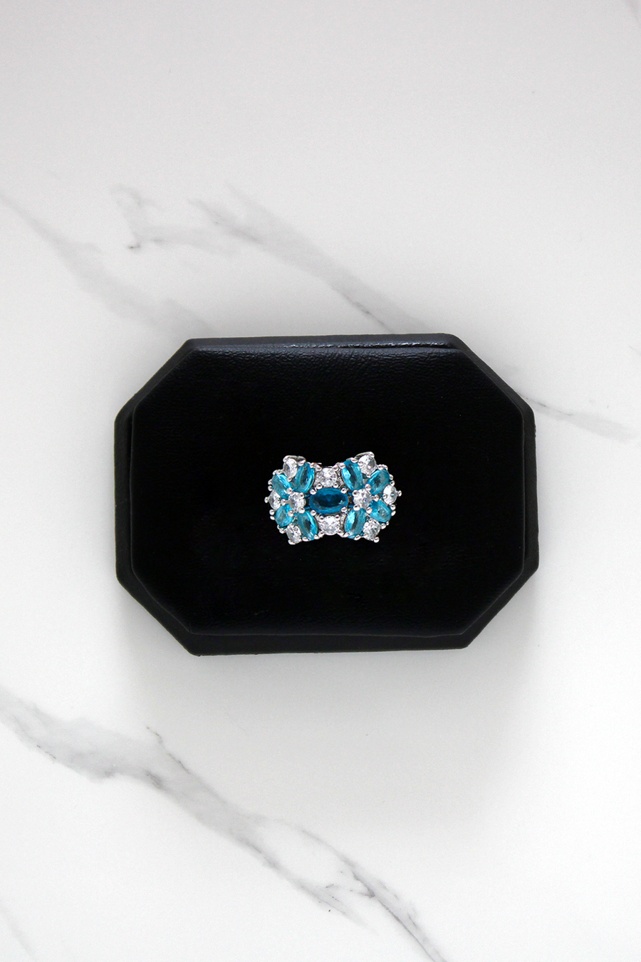 Aquamarine Floral Cluster Ring