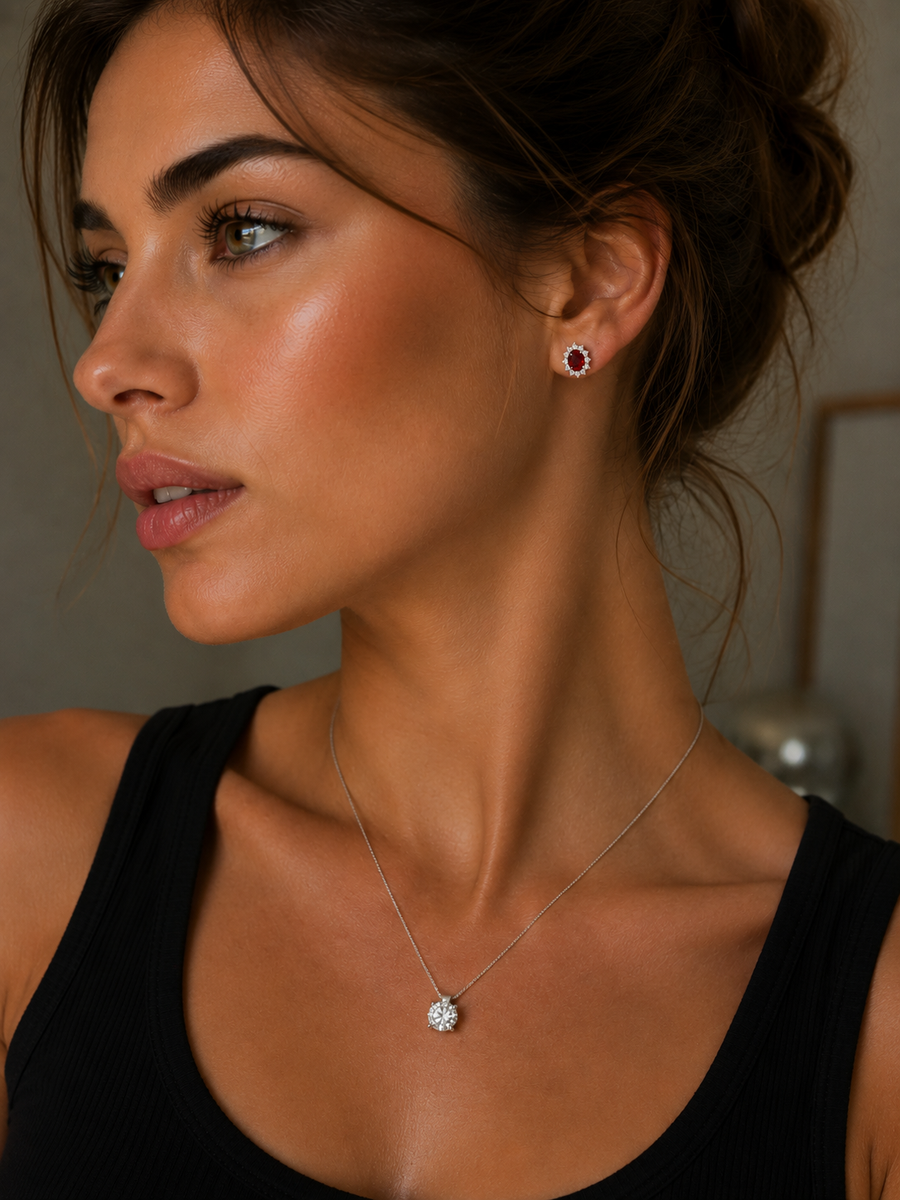 Lady D Garnet Studs