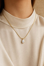 Eloise — Pear Diamond Snake Chain Necklace — Maison ÉLAN — worn