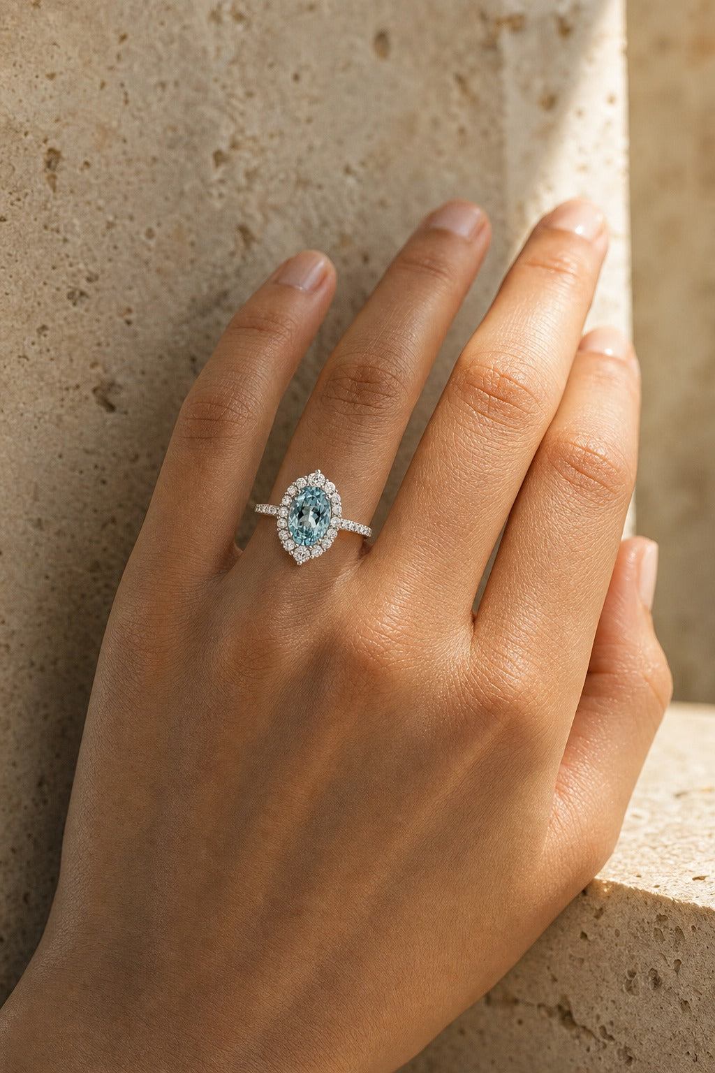 Maelia — Paraíba Halo Ring — Maison ÉLAN — worn