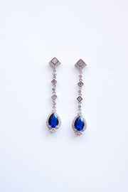 "Adrienne" Sapphire Long drop Earrings
