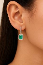Marie — Emerald Halo Earrings — Maison ÉLAN fine jewelry, view 2