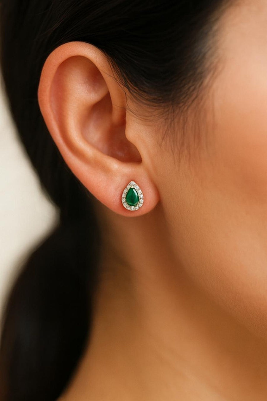 Seraphine — Emerald Studs — Maison ÉLAN fine jewelry, view 2