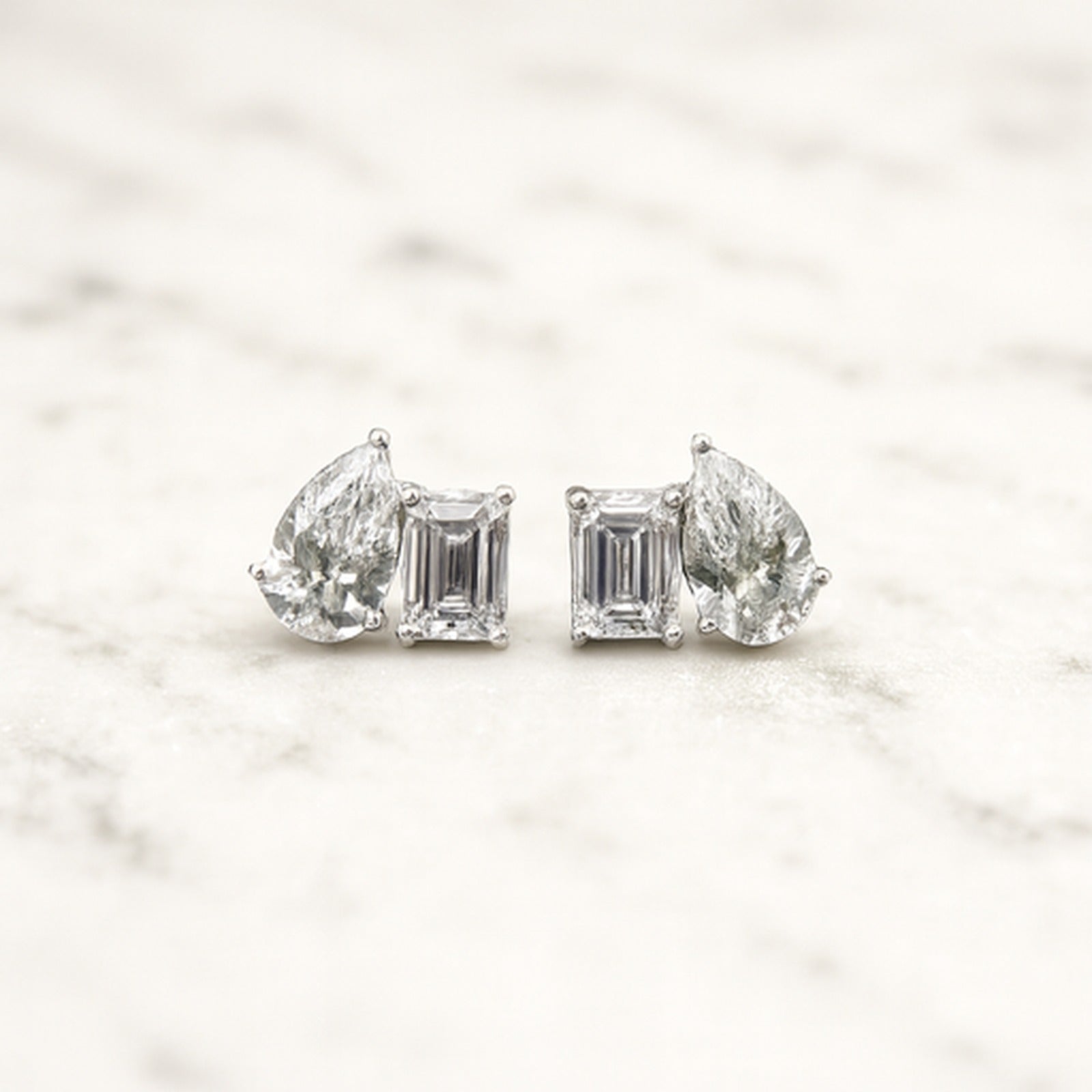 Léa — Toi et Moi Emerald & Pear Studs — Maison ÉLAN fine jewelry