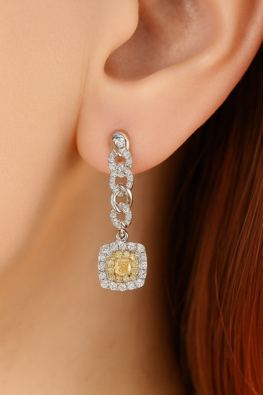 Vionne — Natural Yellow Diamond Halo Earrings — Maison ÉLAN fine jewelry