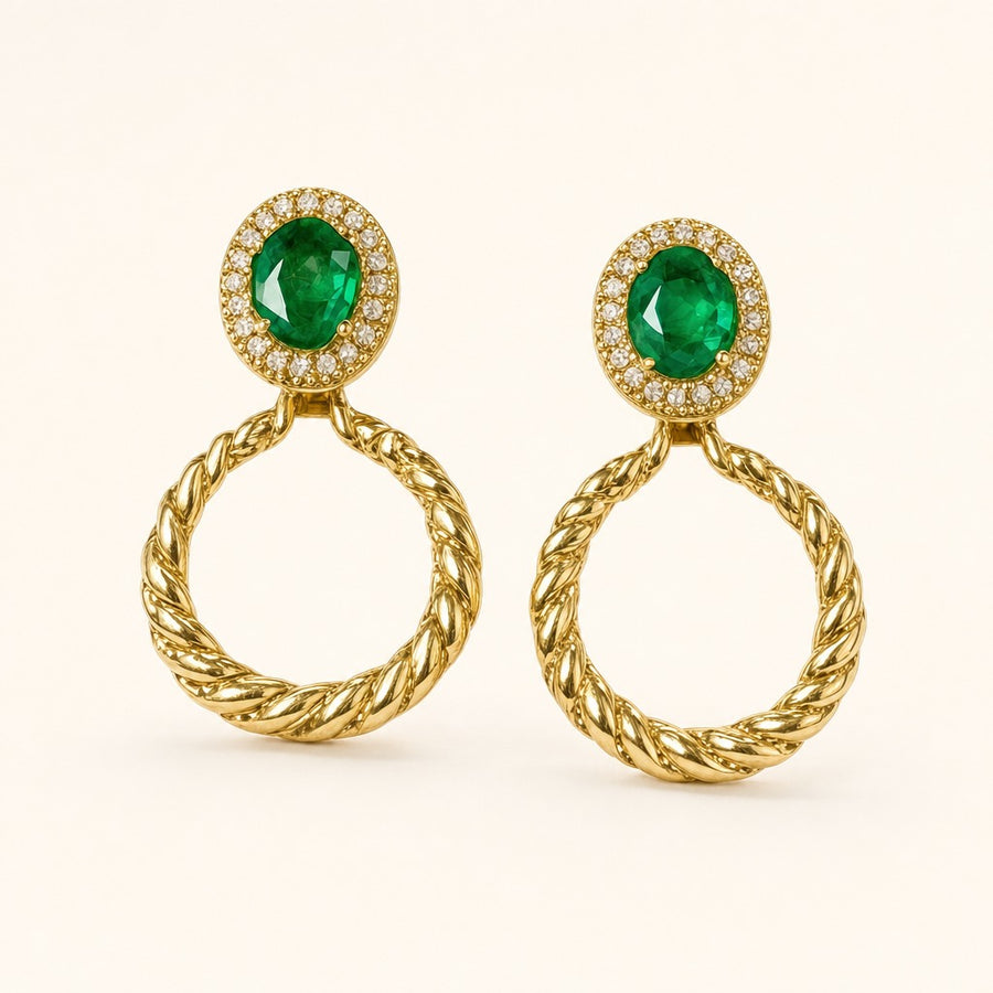 Éliane — Convertible Emerald & Diamond Earrings — Maison ÉLAN