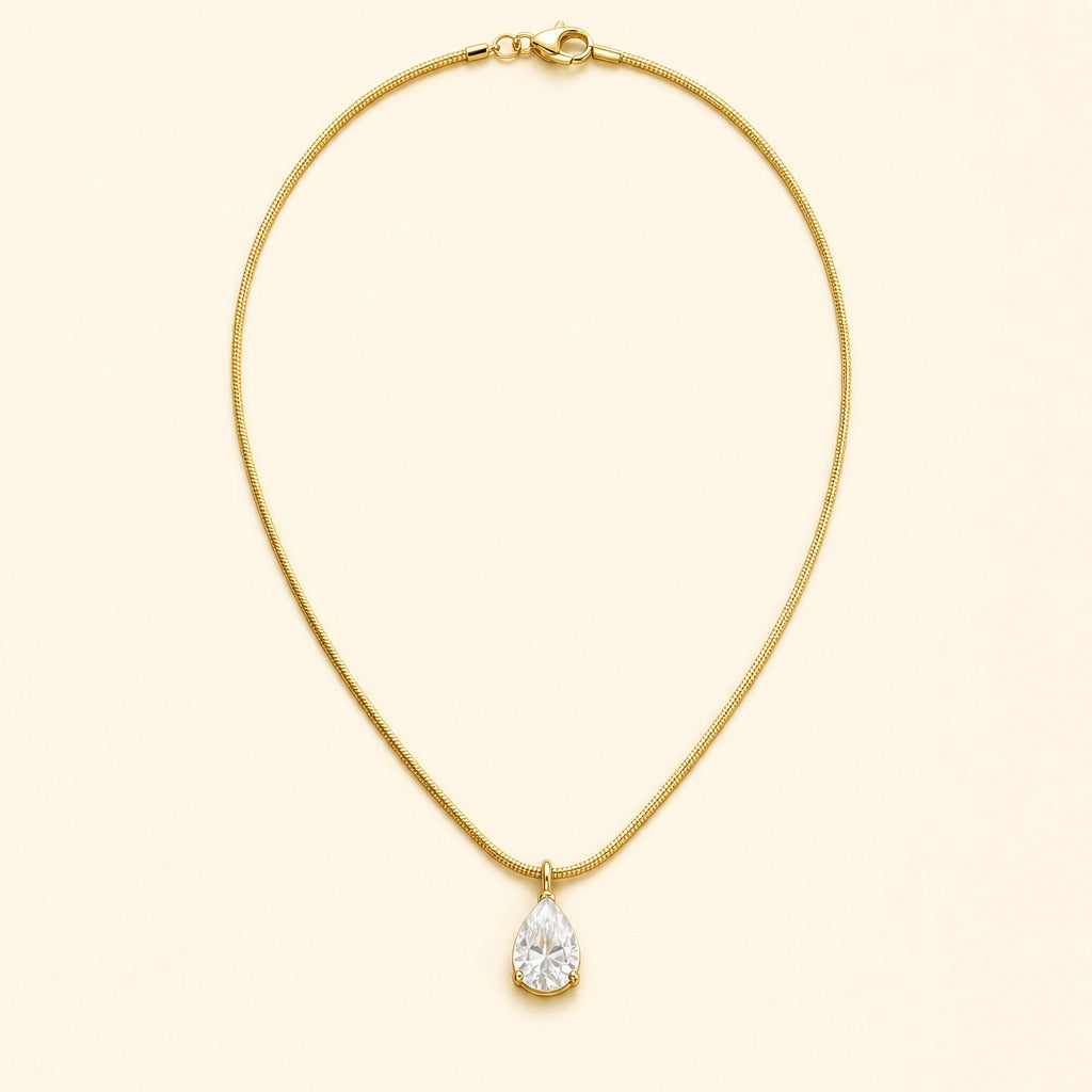 Eloise — Pear Diamond Snake Chain Necklace — Maison ÉLAN
