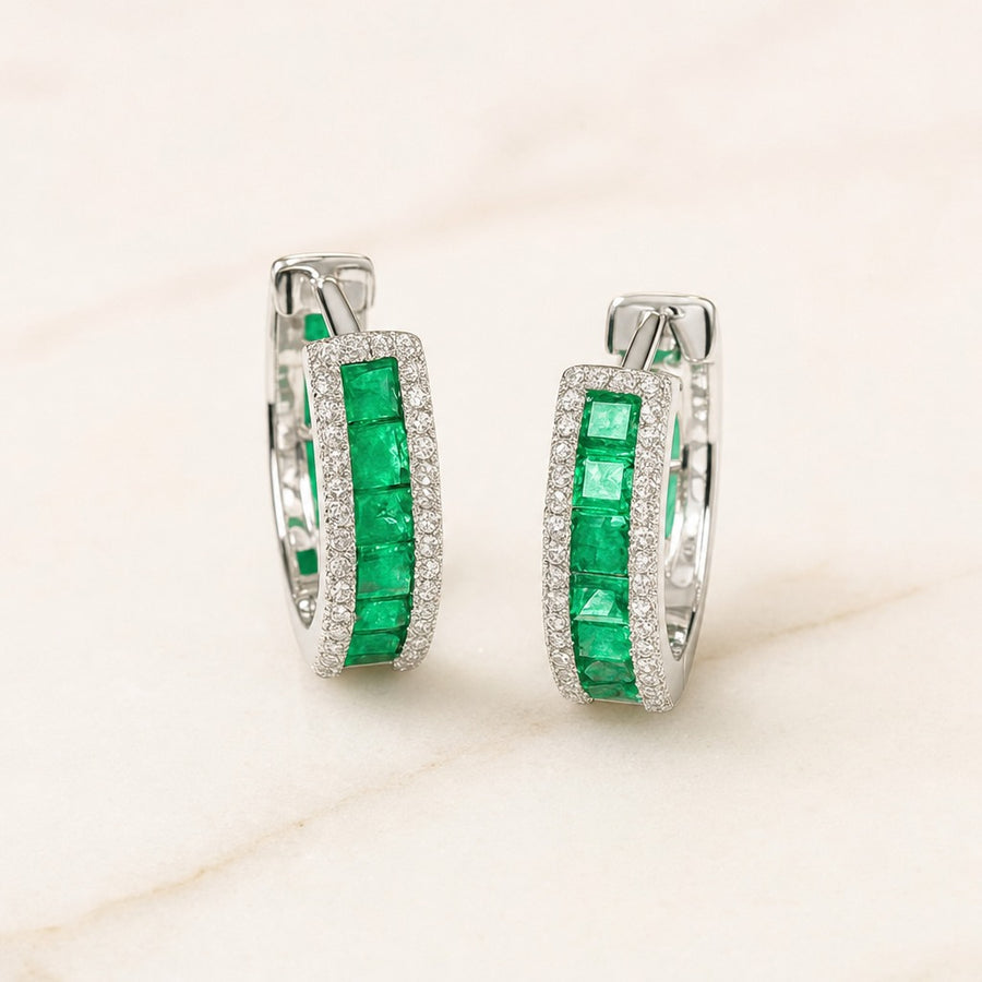 Émeraude — Natural Emerald Hoops — Maison ÉLAN