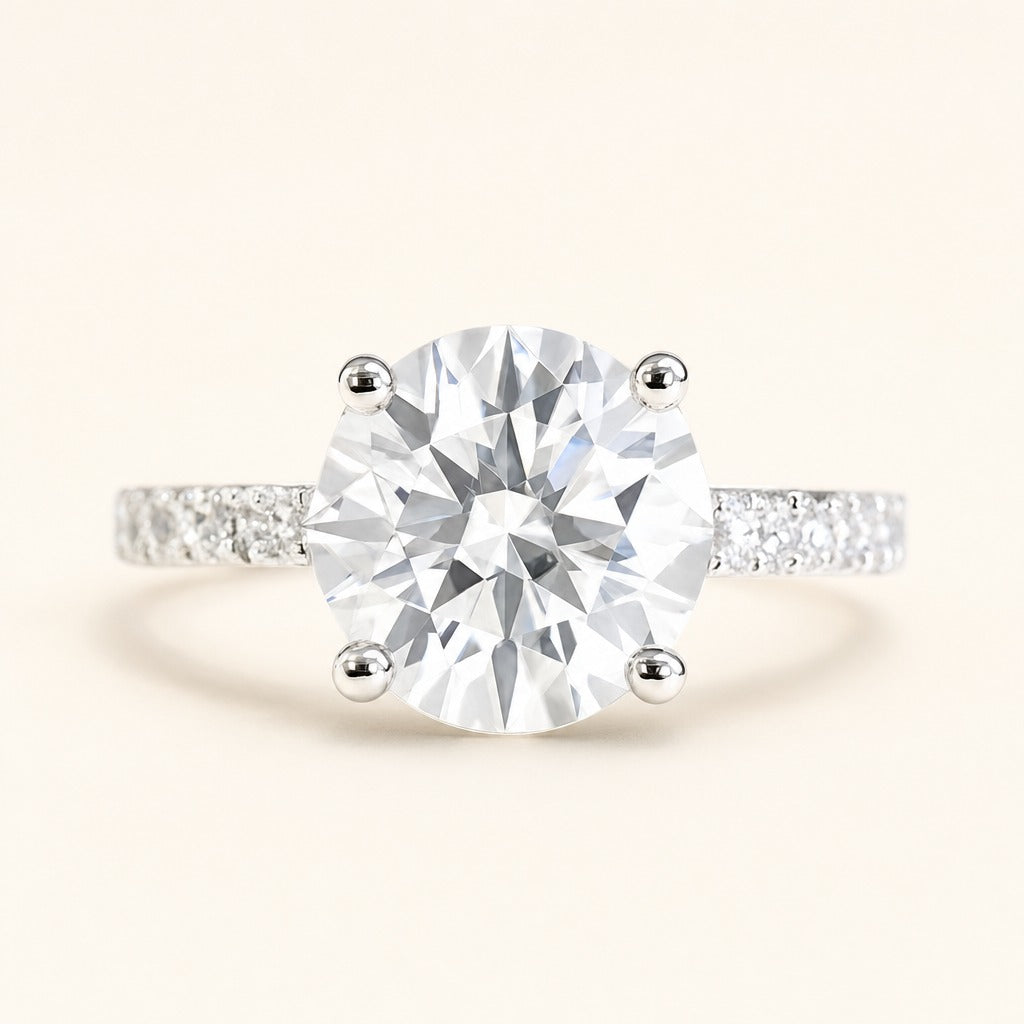 Hidden Halo & Pavé Round Engagement Ring 1 CT — Maison ÉLAN