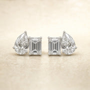 Léa — Toi et Moi Emerald & Pear Studs — Maison ÉLAN