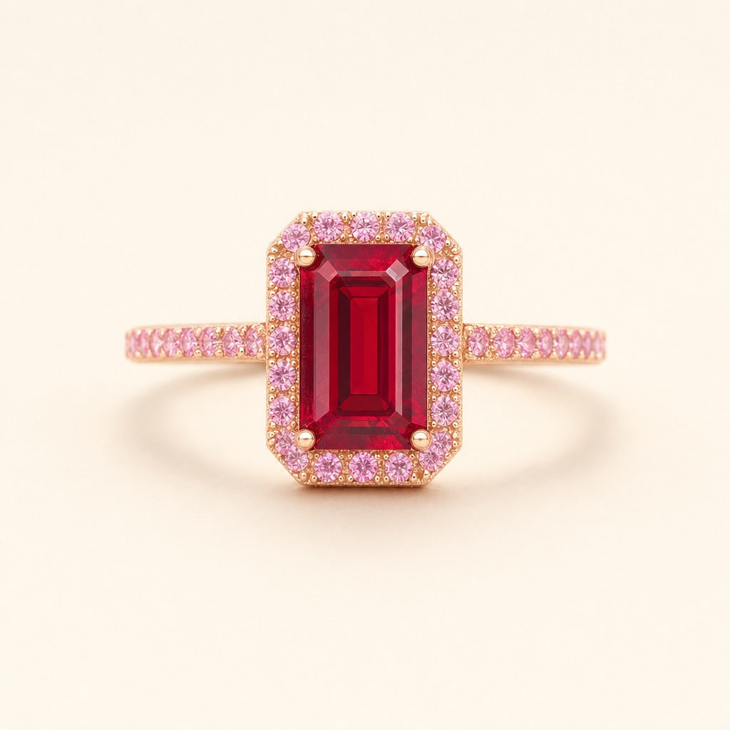 Selina — Emerald Cut Ruby Ring — Maison ÉLAN