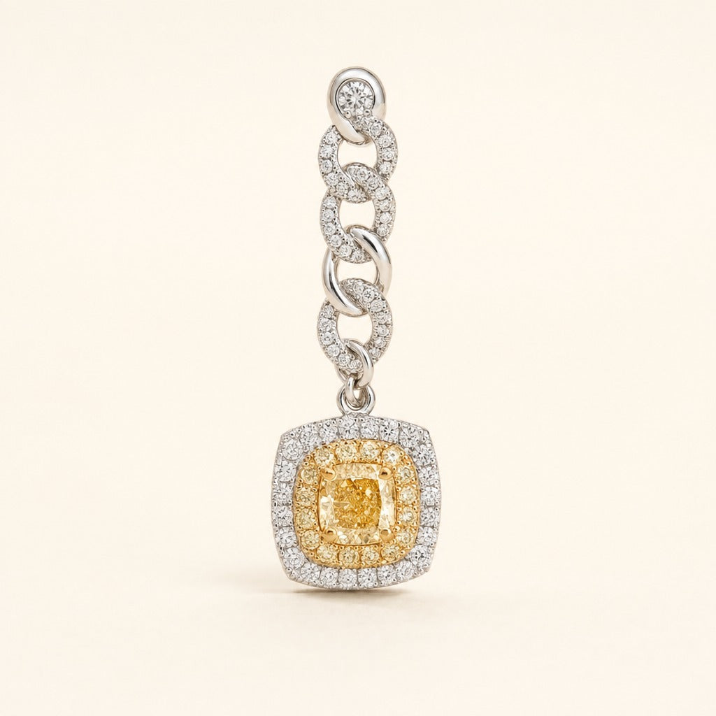 Vionne — Natural Yellow Diamond Halo Earrings — Maison ÉLAN