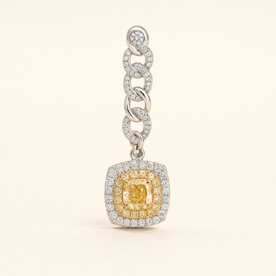 Vionne — Natural Yellow Diamond Halo Earrings — Maison ÉLAN